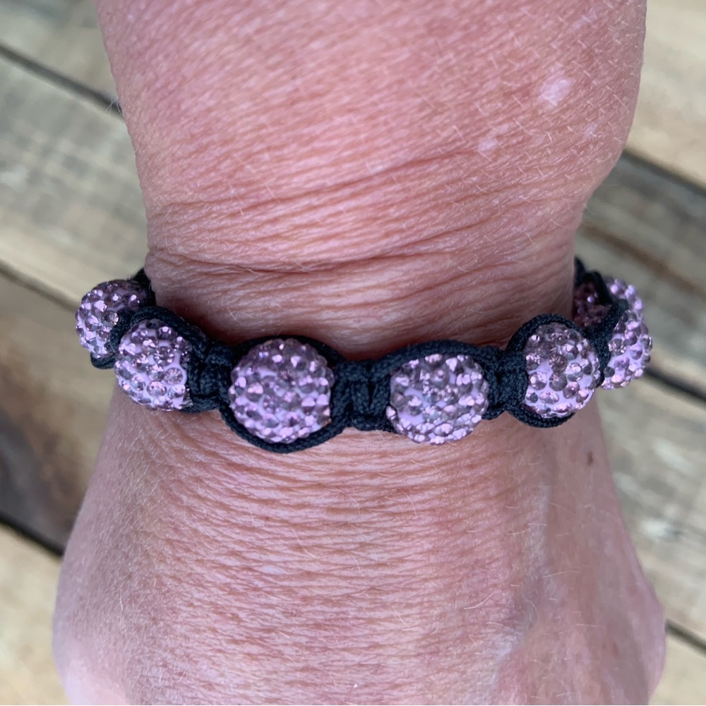 Shambala Bracelet Made with Real Swarovski Crystals Adjustable Length Purple